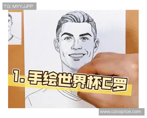 卡通风格手绘足球明星C罗展现激情与活力的艺术作品